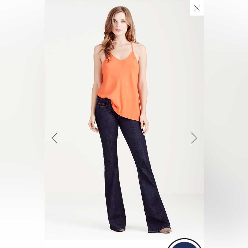 True Religion Carrie Low Rise Dark Blue Flare Jeans - Picture 2 of 16